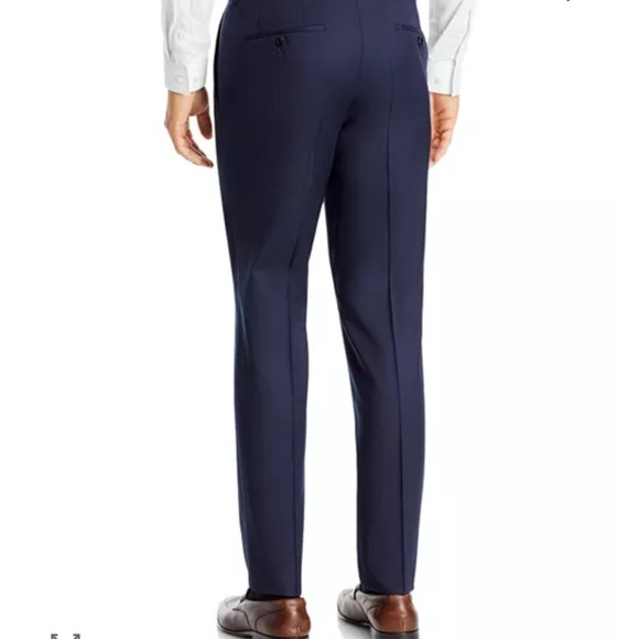Hugo Boss Dark Blue Genius 5 100% virgin wool raw hem dress Pants NWT 44L - Picture 2 of 11